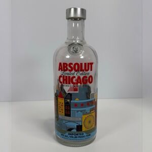Absolut Chicago Limited Edition Bottle 750ml Clear Empty Bottle Art Man Cave.